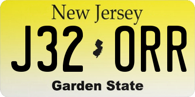 NJ license plate J32ORR
