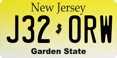 NJ license plate J32ORW