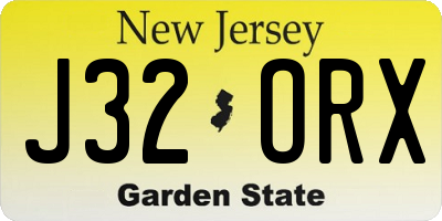 NJ license plate J32ORX