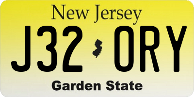 NJ license plate J32ORY