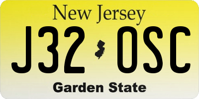 NJ license plate J32OSC
