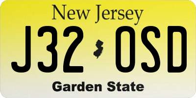 NJ license plate J32OSD