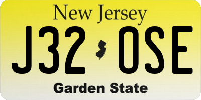 NJ license plate J32OSE