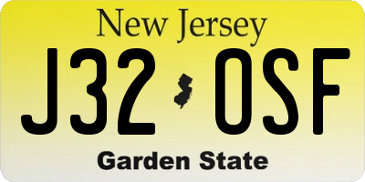 NJ license plate J32OSF