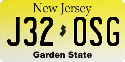 NJ license plate J32OSG