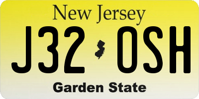 NJ license plate J32OSH
