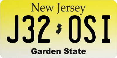 NJ license plate J32OSI