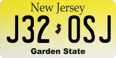 NJ license plate J32OSJ