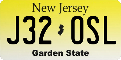 NJ license plate J32OSL