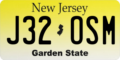 NJ license plate J32OSM
