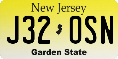 NJ license plate J32OSN