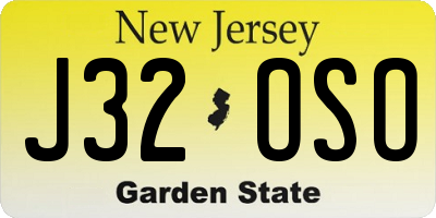 NJ license plate J32OSO