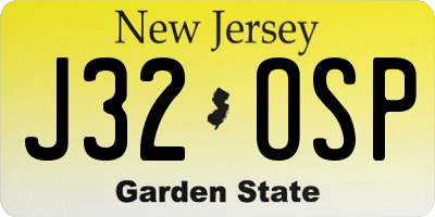 NJ license plate J32OSP