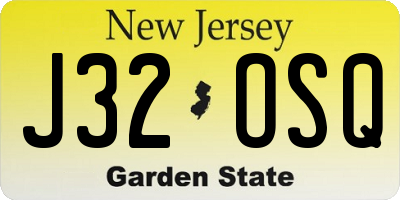 NJ license plate J32OSQ