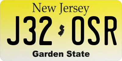 NJ license plate J32OSR