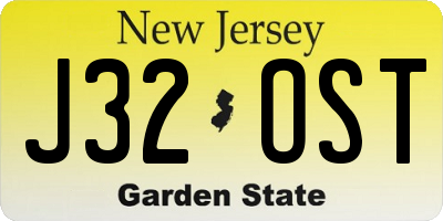 NJ license plate J32OST
