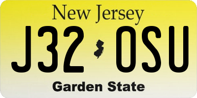 NJ license plate J32OSU