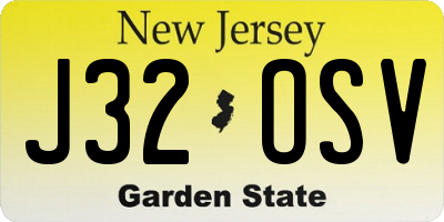 NJ license plate J32OSV
