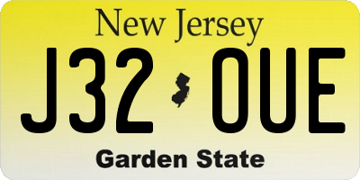 NJ license plate J32OUE