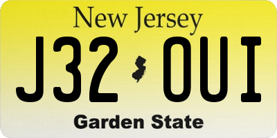 NJ license plate J32OUI