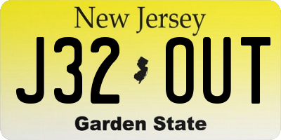 NJ license plate J32OUT