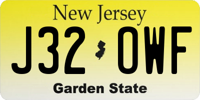 NJ license plate J32OWF