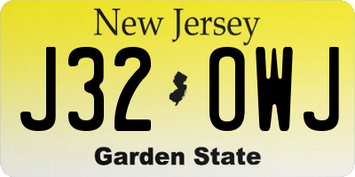 NJ license plate J32OWJ