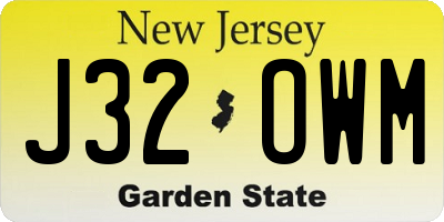 NJ license plate J32OWM