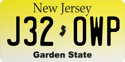 NJ license plate J32OWP