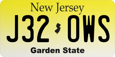 NJ license plate J32OWS
