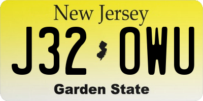NJ license plate J32OWU