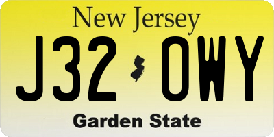 NJ license plate J32OWY