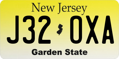 NJ license plate J32OXA