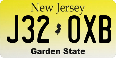 NJ license plate J32OXB