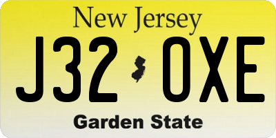 NJ license plate J32OXE