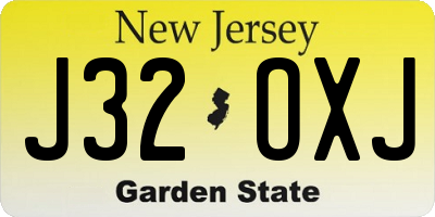 NJ license plate J32OXJ