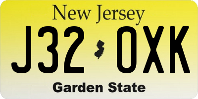 NJ license plate J32OXK