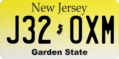 NJ license plate J32OXM
