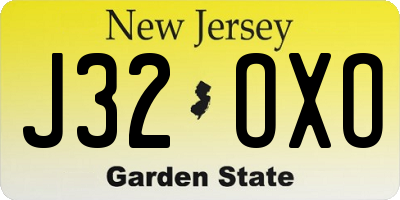 NJ license plate J32OXO