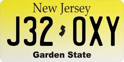 NJ license plate J32OXY