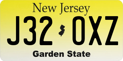 NJ license plate J32OXZ