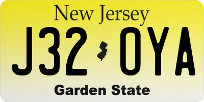 NJ license plate J32OYA