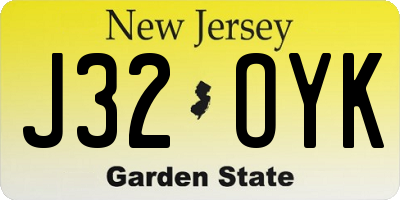 NJ license plate J32OYK