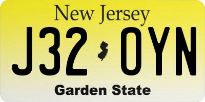 NJ license plate J32OYN