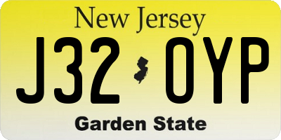 NJ license plate J32OYP
