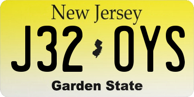 NJ license plate J32OYS