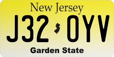NJ license plate J32OYV
