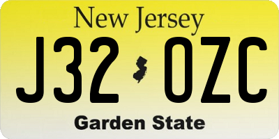 NJ license plate J32OZC