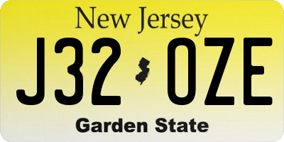 NJ license plate J32OZE