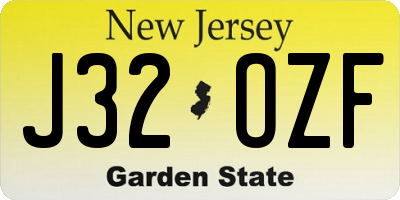 NJ license plate J32OZF